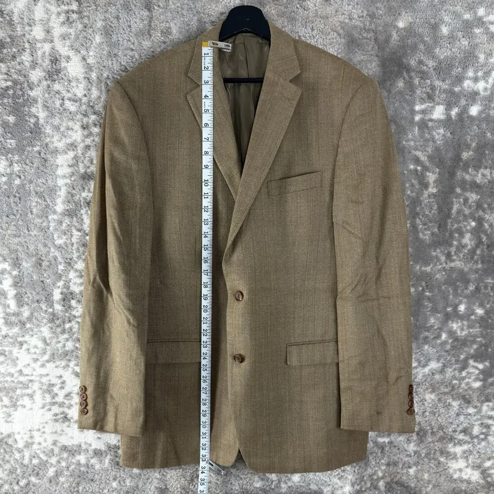 Lauren Ralph Lauren Size 44L Wool Silk Blend Career Blazer Jacket‎ Beige Notched